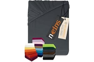 npluseins klassisches Jersey Spannbetttuch - vielen Farben + Größen - 100% Baumwolle 159.192, 120 x 200 cm, anthrazit