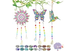 ARIEL-GXR Geschenk für Mädchen von 6 bis 11 Jahren，Sonnenfänger-Bastelset aus Kristall, Diamantmalerei-Windspiel-Bastelset für Kinder zum Aufhängen von Windspielen