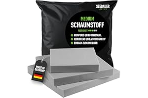 ‎SEEBAUER DIY SEEBAUER Living Schaumstoff MEDIUM RG 35/40 (Mittelfest) 50 x 50 x 5 cm Schaumstoffplatte für Polster und Sitzkissen, Polsterschaumstoff als Zuschnitt für Sitzpolster
