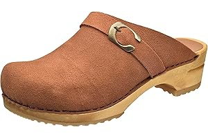 Sanita Hedi | Sabots Ouverts | Produit Original Fabriqué à la Main pour Femme | Sabots en Cuir avec Semelle en Bois | Semelle Durable