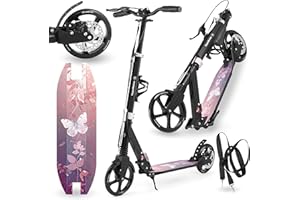 Hypermotion Trottinette Enfant 7 Ans et Adulte Pliable jusqu'à 100 kg - Trotinette pour Les Jeunes - Excellente Suspension, Plateforme Antidérapante, Guidon Réglable, Roues de 200 mm