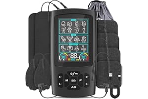 GOBOK 3 in 1 TENS Machine for Pain Relief, Dual Channel TENS Unit EMS Muscle Stimulator with 28 Modes, 8Pcs Pads, Rechargeable Tens Machine for Muscles, Shoulder, Neck, Back, Sciatica, Period Pain