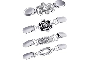 JETEC 4 Pieces Vintage Sweater Shawl Clips Retro Cardigan Collar Clips Dress Shirt Brooch Clips for Women Girls Wearing, 4 Styles