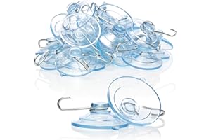 com-four® 20x Ventose - Portaventosa Universale con Ganci in Metallo - Ventose per Appendere Lucine, Asciugamani, Decorazioni (Ø 4.5cm - 20 pezzi)