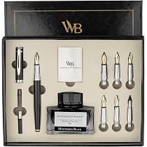 SCRIVI PENS - Set Di Penne Stilografiche Di Lusso - [Nero] Penne Stilografiche Per Scrivere - Pennino Fine Liscio - Include Convertitore Di Inchiostro Ricaricabile, 5 Cartucce Di Inchiostro