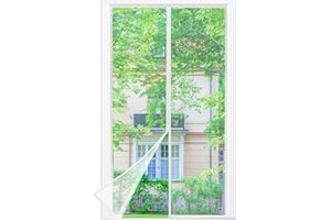 BERSSEN Zanzariera Magnetica - 110 x 210 CM Rete Fine - BIANCO, Zanzariera Porta Finestra Superiore Aumentato a 3,8 cm, si Chiude da Sola, Mantiene l'aria Fresca
