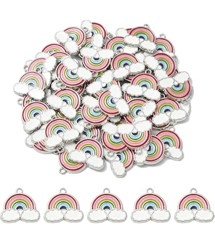 Portachiavi Arcobaleno In Macramè - Set Di 7 Ciondoli Colorati Per Fai Da Te - Foto 3