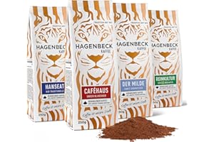 ‎HAGENBECK KAFFEE Hagenbeck Kaffee Probier-Set | Aromatischer Filter-Kaffee gemahlen | Je 250g Cafehaus, Hanseat, Der Milde & Bio-Reinkultur | Kaffee-Bohnen gemahlen für Kaffeemaschinen & manuelle Kaffeebereiter