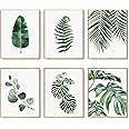 Green Botanical Wall Art Print Set of 6 Natural Plant Leaves Home Decor Aesthetic Bathroom Wall Art Canvas Posters Leaf Prints Poster Set (8"x10" UNFRAMED, Leaf Wall Art)