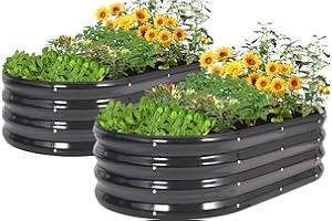 HEALSTOK Hochbeet Pflanzkübel Blumenkasten Garten Pflanzkasten Terrassen Gemüsebeet Gartenbeet Pflanzbeet 120x60x30cm verzinktem Metall (Grau, 120x60x30cm/2stück)