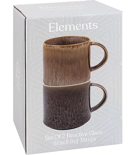 L & P Home & Gifts Lesser Pavey Reactive Glaze 2S Mugs 2ASST | Ceramic Coffee Mugs Set For Or Work | Designed By Elements | Lovely Mugs For Tea, Coffee Hot - View #13
