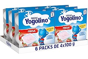 NESTLÉ YOGOLINO FRESA, a partir de los 8 meses,Pack de 6 ( 4x100g), Fórmula mejorada