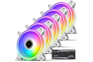 EZDIY-FAB Moonlight wentylator 120 mm RGB PWM, z koncentratorem wentylatora RGB, 5 V, płyta główna, model ARGB, do komputera, różne tryby oświetlenia, biały, 5 sztuk