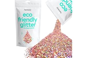 Hemway Eco Friendly biodegradable Glitter 100 g / 3,5 oz Bio cosmético seguro de la chispa Vegano para cara, sombra de ojos - 1/24" 0,04" 1 mm - Rosa de Oro holográfica