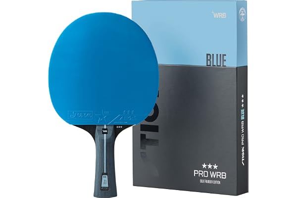 Pingisracket STIGA Pro WRB Blue Edition, 3-stjärnigt bordtennisracket med ITTF-godkänt STAR 3-gummi och ergonomiskt konkavt handtag
