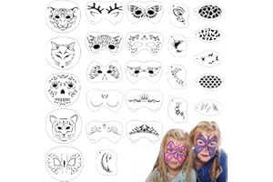 Uoeo 25 Pieces Face Painting Stencils, Reusable Face Paint Templates Tattoo Stencils Face Body Painting Stencils for Kids Holiday Halloween Makeup Body Art