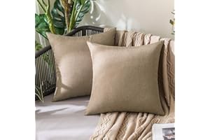 MIULEE 2 Pezzi all'Aperto Copricuscini Impermeabile Federe per Cuscino Decorativi Moderni in Poliestere Cuscini in Lino per Divano Sedie Picnic Camera da Letto 40x40 cm Cachi