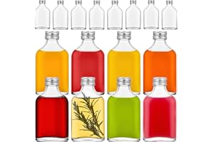 Danmu Art 16 Pack 100ml Glass Flask Bottles with Screw Lids - Airtight for Home Made Mead, Gin, Liqueur, Schnapps, Wine, Cider, Soda, Vodka & Christmas Gifts - Leak Proof, Reusable