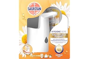 ‎SAGROTAN Sagrotan No-Touch Starter-Set – Sagrotan No-Touch Automatischer Seifenspender inkl. Nachfüller Kamille – 1 x 250 ml Handseife