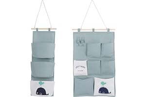 MaoXinTek 2 pezzi borsa portaoggetti da parete in tessuto organizer in lino con piccole tasche per casa ufficio