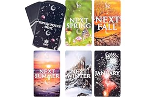 BWTY Best wishes to you Time Oracle Cards for Beginners with Meanings on Them 60 PCS Adventure Divine Timing Tarot Deck Set for Love, Energy, Soulmate, Work, Friendship, Spirit and Past Life., Blue