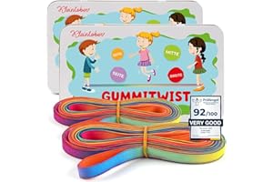 KLEINTOBER I 2 GUMMITWIST I Caoutchouc Sauteur I Twister I Jouets d'intérieur et d'extérieur I Corde Chinois I avec Instructions pour Les Jeux I pour Filles & garçons, Parfait comme Cadeaux