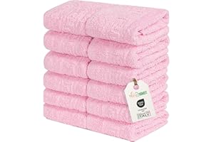 nice homeit Juego de 12 Toallas de 30 x 30 cm – Toallas de Cara y Invitados 100% algodón – para Manos, Maquillaje, Cocina, hogar y Viajes (Rosa)