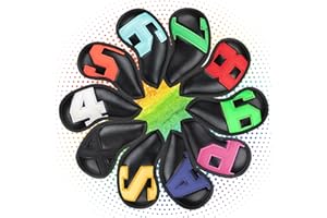 LZFAN Fundas para Palos de Golf de Hierro de Golf, Fundas de Piel Bordadas para Palos de Golf con Etiqueta de número para Callaway, Ping, Taylormade, Cobra, etc