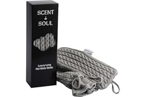 SCENT SOUL Scent and Soul Luxury Long Hot Water Bottle-Super Soft Plus Cover-Gorgeous Colour Options- Natural Rubber for Longer Heat and BPA Free- Easy Ties for Perfect Pain Relief on Aches or Injuries