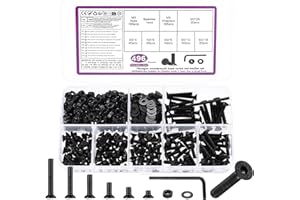 BATENGKEJI 496 Stück M3 Schrauben Set, M3 Senkkopfschrauben Set, Flachkopf Innensechskantschrauben Muttern Set, Maschinenschrauben mit Muttern und Unterlegscheiben Set Schwarz, Gewindeschrauben und Muttern Set