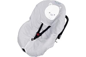 ANDY & HELEN Frottee-Bezug für Babyschalen Bestickt. Praktisch und bequem zu beziehen Dank Gummizug an Allen Standard-Babyschalen - Grau