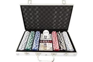 Rexco 300 Piece Texas Hold Em Poker Set With Metal Carry Case Vegas Casino Family Game Cards Chips Deck Dice Kit
