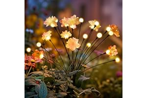 PATIOPIA Solar Lights Outdoor Garden Waterproof, Upgraded 20LEDs Outdoor Solar Swaying Flowers Lights, Firefly Garden Light for Pathway, Yard, Patio Decoration (2 Pack,Warm White)