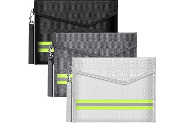 Sacs anti feu,3 porte-documents ignifuges | Sac étanche à feu pour, Fermeture à Zip Sécuritaire, Parfait pour Conserver Objets de Valeur, Passeports, Documents, Argent