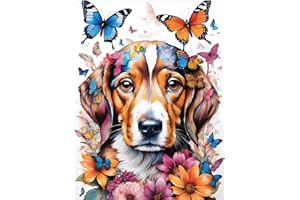 DOMROM Dog Diamond Painting Kits for Adults, Butterfly Diamond Art Kits 5D Diamond Painting Kits for Beginner, Animal Diamond Dots Painting Full Drill Art and Crafts for Home Wall Decor 12x16 Inch