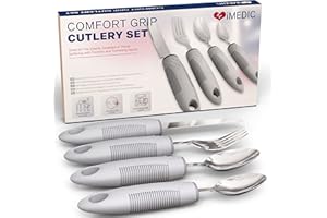 iMedic Comfort Grips Couverts (Noir 1x Set) - Couverts adaptés aux personnes handicapées - Couverts Parkinson - Couvert Ergonomique Adulte - Aides pour rhumatismes Aides pour personnes âgées