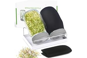 KITMIIDO Keimglas für Sprossen, Sprossen Keimgerät, Sprossenglas Keimglas 2er Set mit Deckel & Sieb aus hochwertigem Edelstahl für Sprossenzucht (Grau)