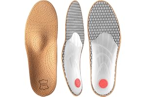 SULPO - Semelles profilées en cuir pour hommes et femmes avec soutien métatarsien, soutien de la voûte plantaire, semelles intérieures taille 40