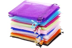 FINGOOO 60 pieces 9 by 12cm Organza Gift Bag Wedding Party Favor Bags Jewelry Drawstring Pouches Party Supplies