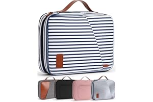 Heouvo - Bible Covers for Women, Striped Bible Carrying Case with Pockets and Leather Handle, Multifunctional Oversized Bible Bags with Zipper, Great for Women Girls Study