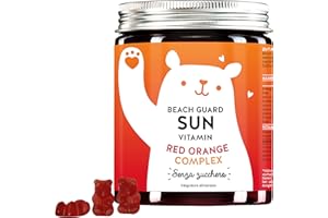 BEARS WITH BENEFITS Beach Guard Sun Vitamins Orsetti Gommosi Con Il Complesso Red Orange - Altamente Dosato Con Vitamina E, Vitamina C E Antiossidanti (60 Orsetti)