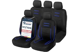 upgrade4cars Housse de Siege Voiture Universelle Noir Bleu | Ensemble de Housses Siège Auto Universel | Couvre Sieges pour Avant et Arrière