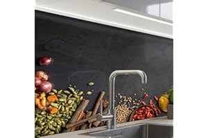 KitchenYeah© Küchenrückwand Selbstklebend 60x80 cm Küchenspritzschutz Rückwand Wandschutz Ohne Bohren Spritzschutz Wand Wandverkleidung Kräuter - Lebensmittel - Gewürze - Schwarz - Paprika