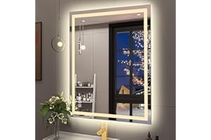 STARLEAD 500x700 mm Bathroom-Mirror-with-LED-Lights and Bluetooth, LED-Bathroom-Wall-Mirror with Anti-Fog, 3 Colors Dimmable, Memory Function, Tempered Glass CRI90+, IP44, Horizontal/Vertical