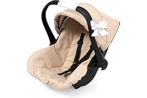 Bayer Design 67975AA Doll car seat, seat for dolls, with sun canopy, adjustable handle, harness, for dolls up to 46 cm
