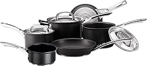 Circulon 61106 Infinite Milkpan, Saucepan and Frypan Set of 6 - Non-Stick - stainless steel lids - Hard Anodized Aluminium Cookware, Black [Amazon Exclusive]