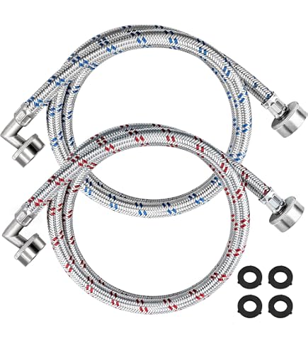 Stainless Steel Washing Machine Hoses (2 Pack) Color Coded Stainless Steel Washing Machine Hoses (2 Pack) Color Coded