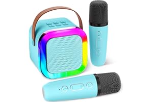 Aplsinvivi Karaoke Machines for Kids Adults, Mini Karaoke Machine with 2 Wireless Microphones, Kids Toys Birthday Gifts for Girls Ages 6, 7, 8, 9, 10, 12 +Year Old Family Home Party(Blue)