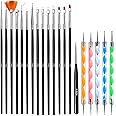 Beauté Secrets 20 Pcs Nail Art Brushes, Nail Art Design Painting and Drawing UV Polish Brush Tool Kit,Dotting Tool, Acrylic Nail Art Design Painting Tool Pen Polish Nail Brush Set