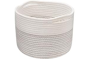 TIMEYARD Korb Aufbewahrung, Kleiner Aufbewahrungskorb Geflochten aus Baumwoll für Handtücher im Kinderzimmer Regalkorb im Büro, D24 x H18 cm